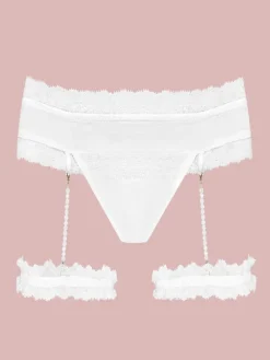 Strumpfbänder|Sexy Kleinigkeiten^Cadolle Satin String GEISHA PJ mit Strumpfbändern von elfenbein oder schwarz