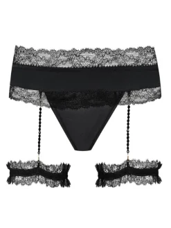 Strumpfbänder|Sexy Kleinigkeiten^Cadolle Satin String GEISHA PJ mit Strapsen von elfenbein oder schwarz
