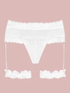 Strumpfbänder|Sexy Kleinigkeiten^Cadolle Satin String GEISHA PJ mit Strapsen von elfenbein oder schwarz