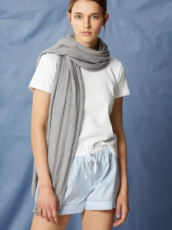 Tücher|Lounge-Wear^Maison Lejaby Schal SOFTWEAR von Feinstrick hellgrau gris