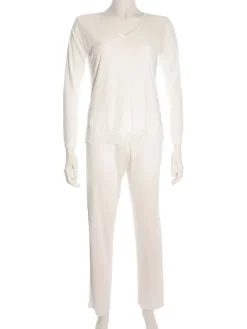 Seiden Basics|Seidenpyjama^Nightdreams Schlafanzug MAHÉ von Seidenmix aqua oder rosa mit antrazit-grauer Spitze