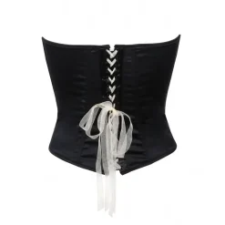 Alle Corsagen^Escora Schnür-Corsage ELISABETH mit Kristall-Medaillon von schwarz