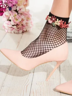 Söckchen & Kniestrümpfe^Trasparenze Söckchen DAFFODIL von schwarz mit bunten Blumen