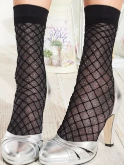 Söckchen & Kniestrümpfe^Trasparenze Söckchen SNAPDRAGON von schwarz gold metallisch