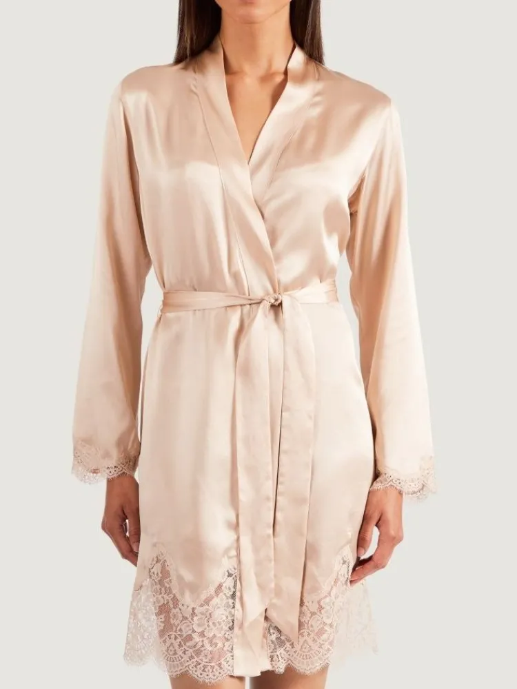 Morgenmantel Mit Seide^Aubade Seide Kimono SOIE D´AMOUR exquisit