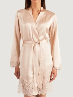 Morgenmantel Kurz|Morgenmantel Aus Satin^Aubade Seide Kimono TOI MON AMOUR mit Spitze von