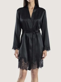 Morgenmantel Kurz|Morgenmantel Aus Satin^Aubade Seide Kimono TOI MON AMOUR mit Spitze von