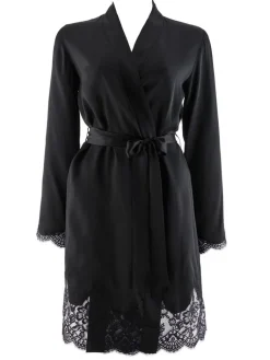 Morgenmantel Kurz|Morgenmantel Aus Satin^Aubade Seide Kimono TOI MON AMOUR mit Spitze von