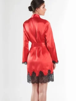 Morgenmantel Kurz|Morgenmantel Aus Satin^Aubade Seide Kimono TOI MON AMOUR mit Spitze von