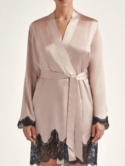 Morgenmantel Kurz|Morgenmantel Aus Satin^Aubade Seide Kimono TOI MON AMOUR mit Spitze von
