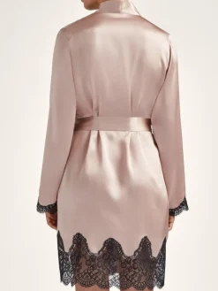 Morgenmantel Kurz|Morgenmantel Aus Satin^Aubade Seide Kimono TOI MON AMOUR mit Spitze von