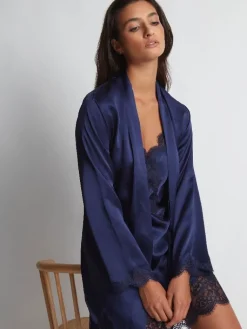 Morgenmantel Kurz|Morgenmantel Aus Satin^Aubade Seide Kimono TOI MON AMOUR mit Spitze von