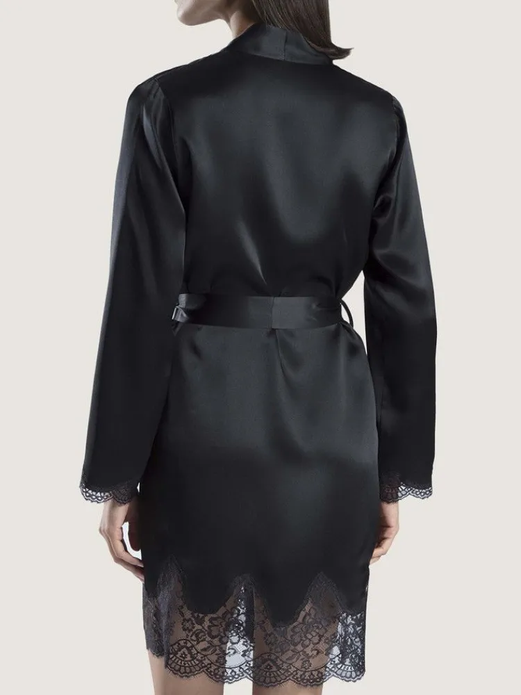 Morgenmantel Kurz|Morgenmantel Aus Satin^Aubade Seide Kimono TOI MON AMOUR viele Farben