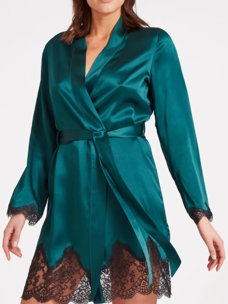 Morgenmantel Kurz|Morgenmantel Aus Satin^Aubade Seide Kimono TOI MON AMOUR viele Farben von