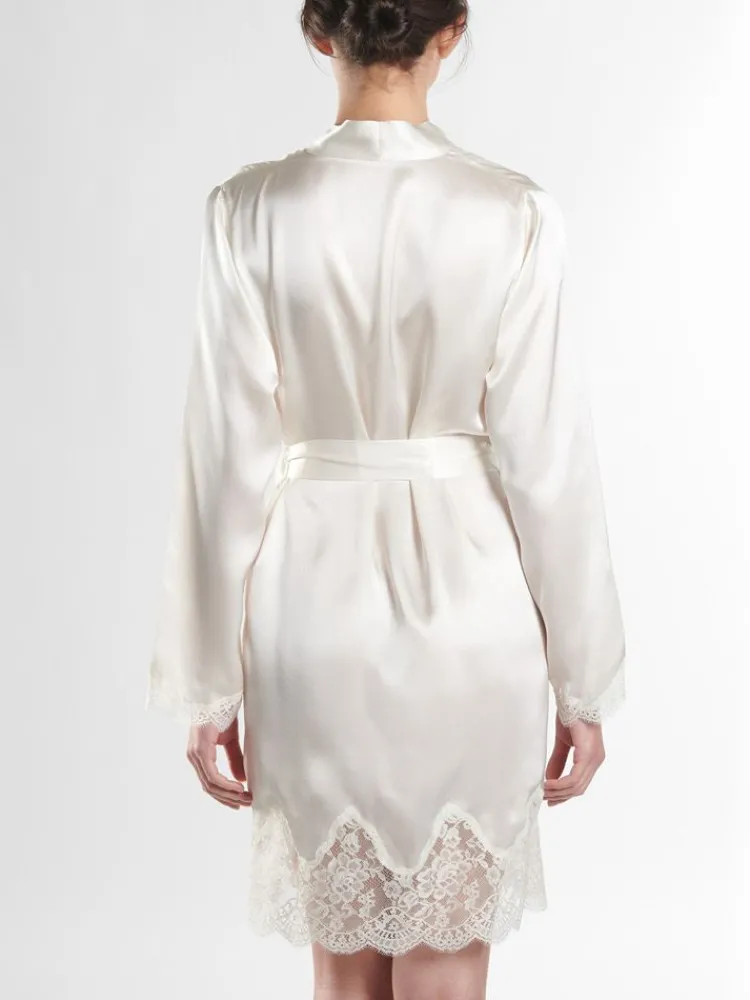 Morgenmantel Kurz|Morgenmantel Aus Satin^Aubade Seide Kimono TOI MON AMOUR viele Farben von