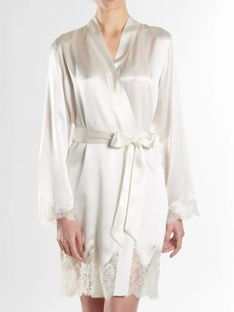 Morgenmantel Kurz|Morgenmantel Aus Satin^Aubade Seide Kimono TOI MON AMOUR viele Farben von