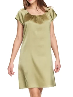 Seiden Basics|Seide Sleepshirt^Gattina Seide Kurzarm Nachtkleid SEDUZIONE DI SETA von grün
