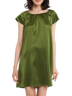 Seiden Basics|Seide Sleepshirt^Gattina Seide Kurzarm Nachtkleid SEDUZIONE DI SETA von grün