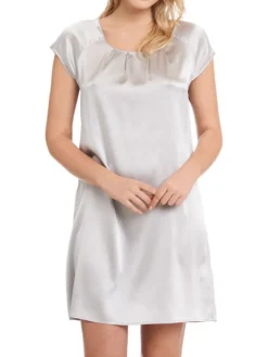 Seiden Basics|Seide Sleepshirt^Gattina Seide Kurzarm Nachtkleid SEDUZIONE DI SETA von grün