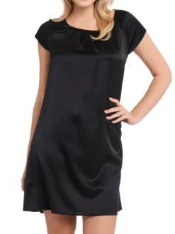 Seiden Basics|Seide Sleepshirt^Gattina Seide Kurzarm Nachtkleid SEDUZIONE DI SETA uni von grün