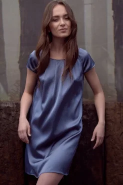 Seiden Basics|Seide Sleepshirt^Gattina Seide Kurzarm Nachtkleid SEDUZIONE DI SETA uni von grün