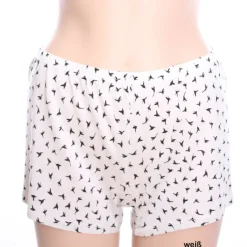 Seidenpyjama^Kokon Zwo Seide mit Bio-Baumwolle KURZPYJAMA Vogeldruck von schwarz oder weiß mit Vogeldruck