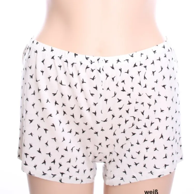 Seidenpyjama^Kokon Zwo Seide mit Bio-Baumwolle KURZPYJAMA Vogeldruck von schwarz oder weiß mit Vogeldruck