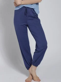 Lounge-Wear|Seiden Basics^Kokon Zwo Seide mit Bio-Baumwolle WELLNESS HOSE von schwarz oder dunkelblau