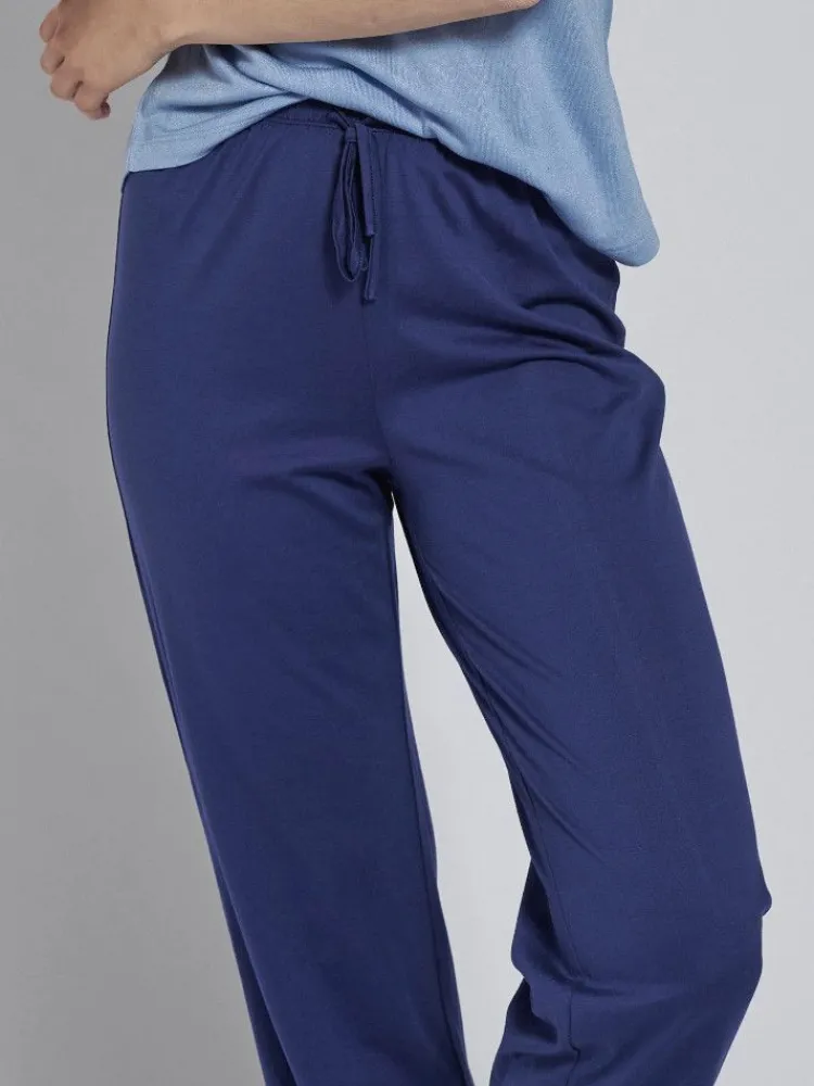 Lounge-Wear|Seiden Basics^Kokon Zwo Seide mit Bio-Baumwolle WELLNESS HOSE von schwarz oder dunkelblau