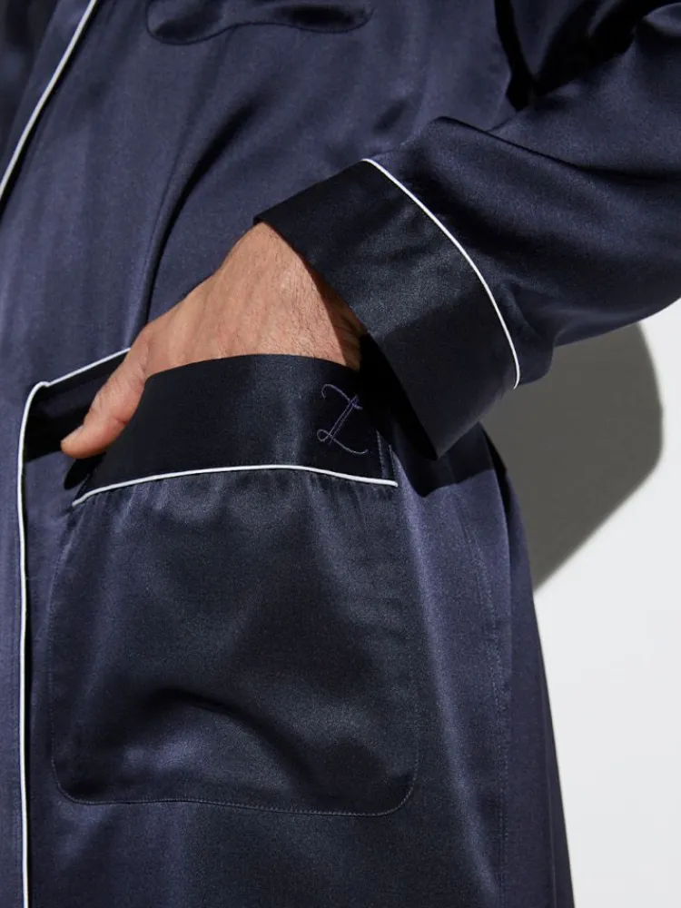 Seide Morgenmäntel^Zimmerli Seide Morgenmantel Herren SILK NIGHTWEAR 6000 knielang von