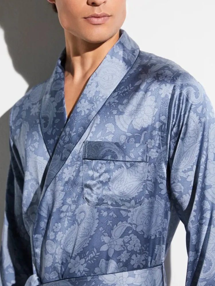Seide Morgenmäntel^Zimmerli Seide Morgenmantel Herren SILK NIGHTWEAR 6000 knielang von