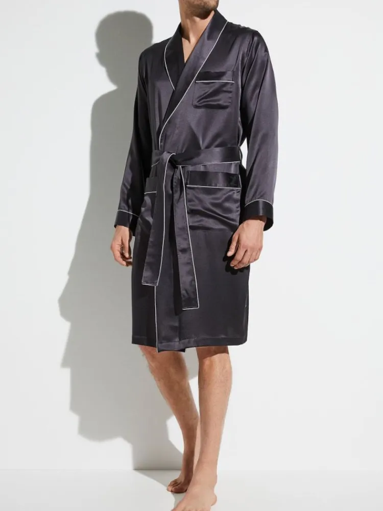 Seide Morgenmäntel^Zimmerli Seide Morgenmantel Herren SILK NIGHTWEAR 6000 knielang von
