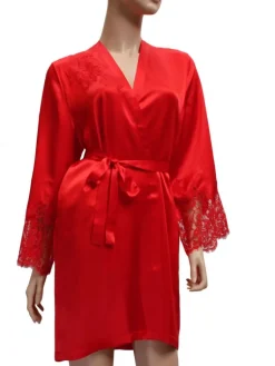 Morgenmantel Kurz|Morgenmantel Aus Satin^Marjolaine Seide Morgenmantel JARDIN kurz von