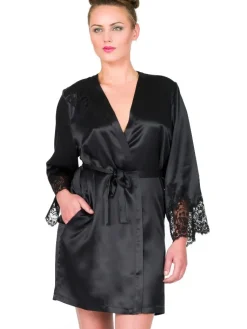 Morgenmantel Kurz|Morgenmantel Aus Satin^Marjolaine Seide Morgenmantel JARDIN kurz von