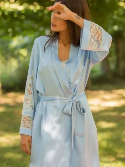 Morgenmantel Lang|Morgenmantel Mit Spitze^Marjolaine Seide Morgenmantel lang MARJOLIE No. 6 mit Spitze