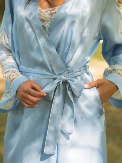 Morgenmantel Lang|Morgenmantel Mit Spitze^Marjolaine Seide Morgenmantel lang MARJOLIE No. 6 mit Spitze