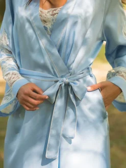 Morgenmantel Lang|Morgenmantel Mit Spitze^Marjolaine Seide Morgenmantel lang MARJOLIE No. 6 mit Spitze