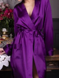 Morgenmantel Lang|Morgenmantel Aus Satin^Marjolaine Seide Morgenmantel lang NELIA Satin