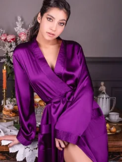 Morgenmantel Lang|Morgenmantel Aus Satin^Marjolaine Seide Morgenmantel lang NELIA Satin