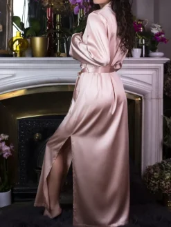 Morgenmantel Lang|Morgenmantel Aus Satin^Marjolaine Seide Morgenmantel lang NELIA von