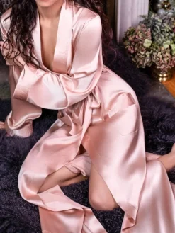 Morgenmantel Lang|Morgenmantel Aus Satin^Marjolaine Seide Morgenmantel lang NELIA von