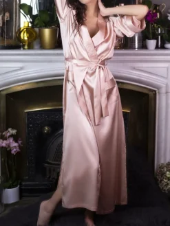 Morgenmantel Lang|Morgenmantel Aus Satin^Marjolaine Seide Morgenmantel lang NELIA von