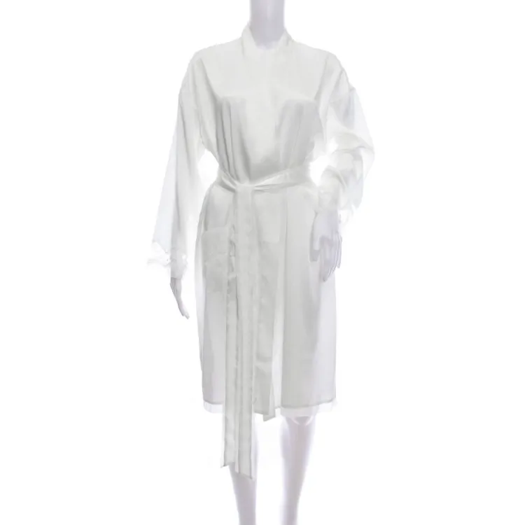 Morgenmantel Kurz|Morgenmantel Aus Satin^Gattina Seide Morgenmantel MAGIC MOMENTS von dunkelblau oder weiß mit Spitze