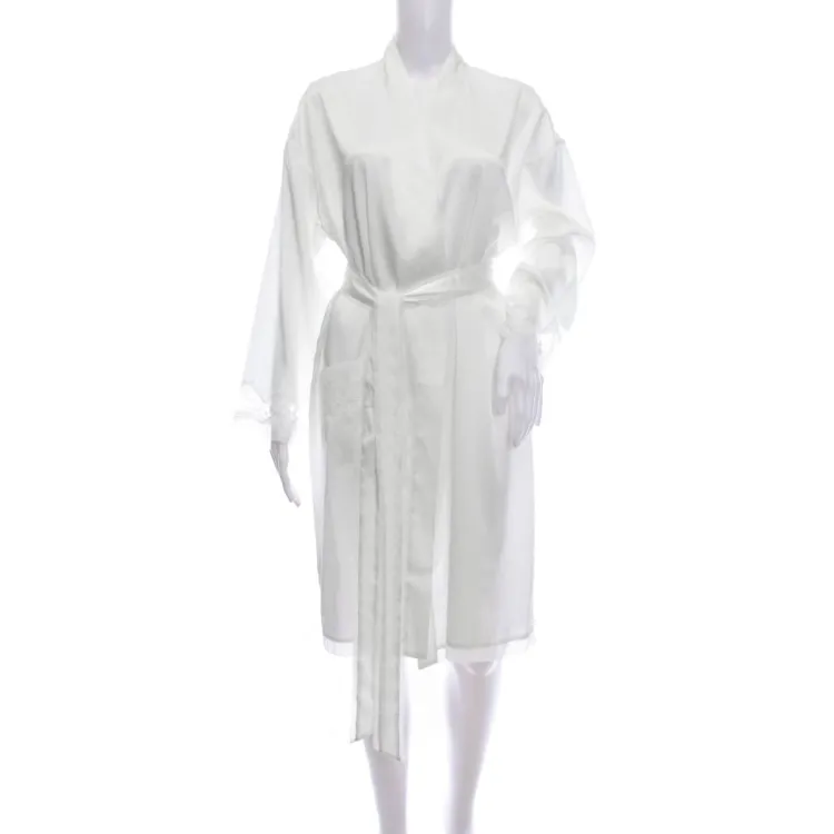 Morgenmantel Kurz|Morgenmantel Aus Satin^Gattina Seide Morgenmantel MAGIC MOMENTS von dunkelblau oder weiß mit Spitze