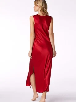 Alle Negligés|Seidenneglige^Vivis Seide Nachthemd PIA mit Spitze von rot