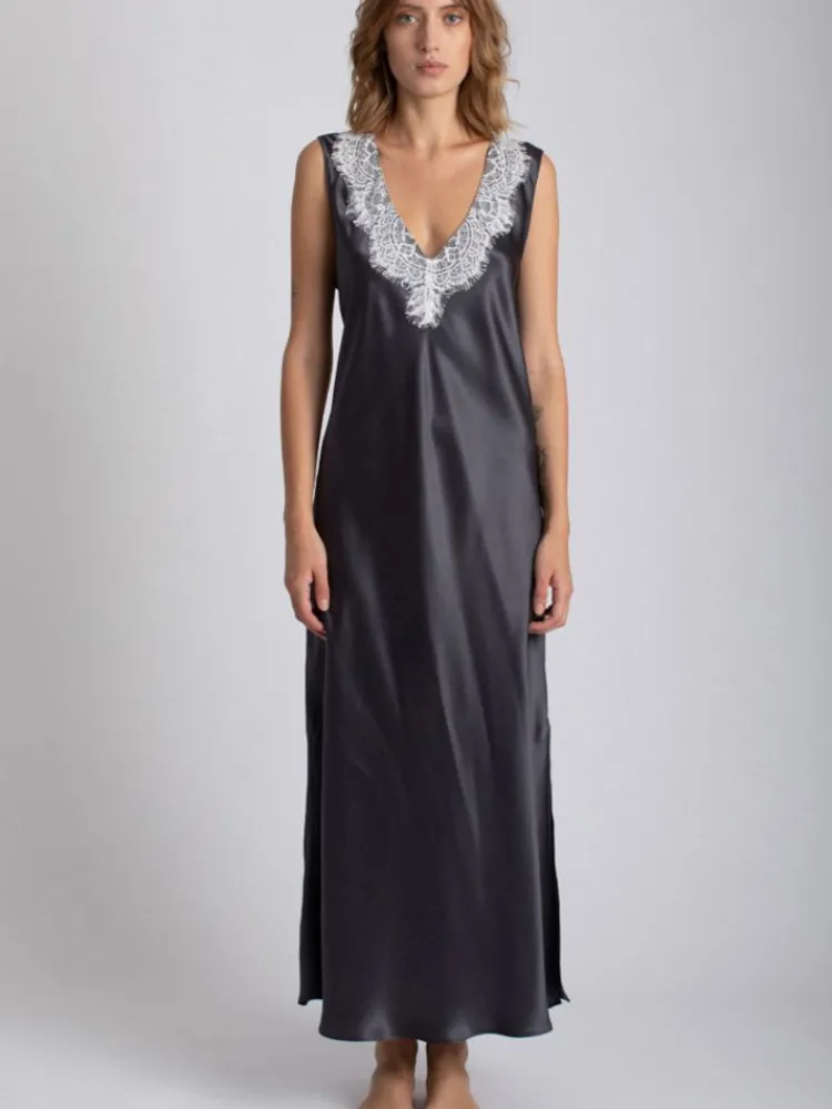 Kleider|Seidenneglige^Vivis Seide Nachtkleid LEONA mit Spitze von