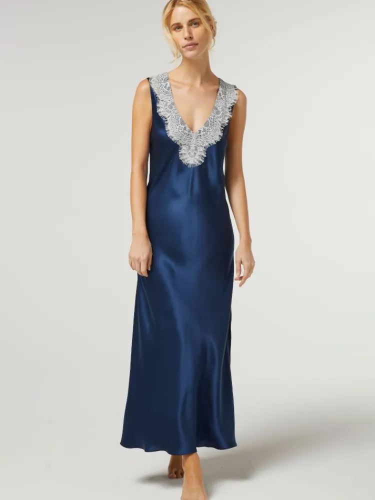 Kleider|Seidenneglige^Vivis Seide Nachtkleid LEONA mit Spitze von