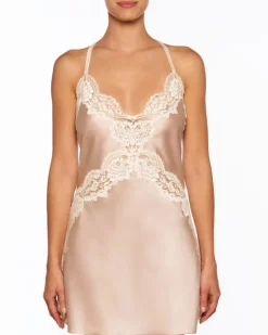 Alle Negligés|Seidenneglige^Millesia Seide Negligé ADRIANA von türkisblau oder gold-sand farben mit Spitze