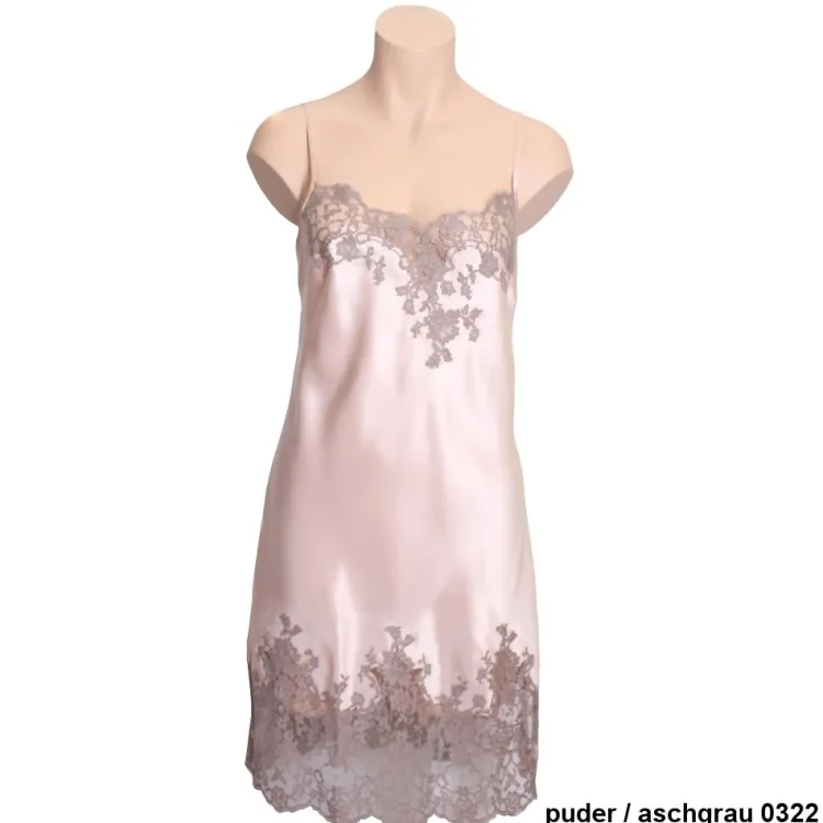 Alle Negligés|Seidenneglige^Marjolaine Seide Negligé CAPRICE mittellang Calais Spitze