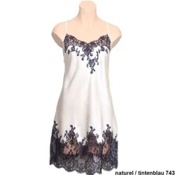 Alle Negligés|Seidenneglige^Marjolaine Seide Negligé CAPRICE mittellang Calais Spitze